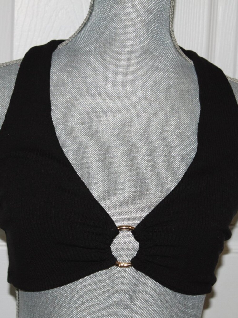 Black Ribbed Halter Top